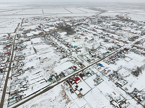 冬天,风景,鸟瞰,乡村,街道,遮盖,雪