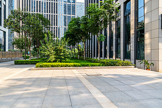 济南金融区现代办公楼和广场街道