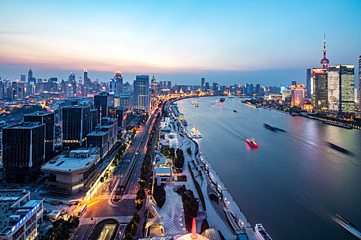 上海,黄浦江,两岸,夜景