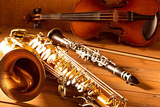 经典,音乐,萨克斯管,小提琴,单簧管,旧式