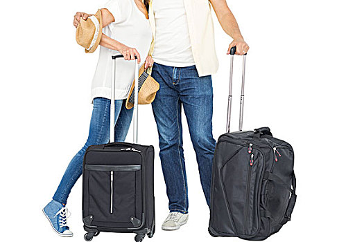 幸福伴侣,度假,行李,白色背景