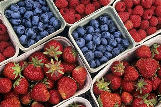 草莓,蓝莓,树莓,纸板,扁篮