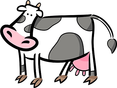卡通,涂写,农场,母牛