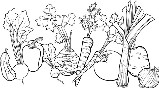 蔬菜,多,插画,上色画册