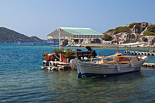 餐馆,船,海岸,地中海,土耳其,小亚细亚