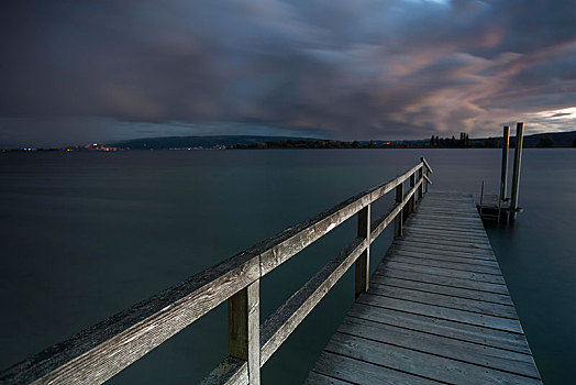 码头,康士坦茨湖,晚上,德国,欧洲