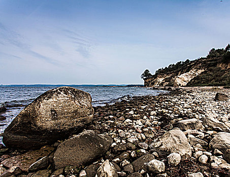 岩石,海滩,岛屿,吕根