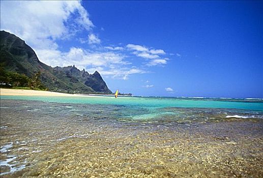 夏威夷,考艾岛,北岸,隧道,海滩,巴厘海