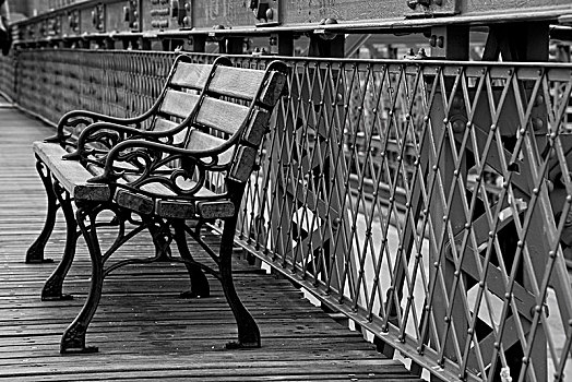 长椅,布鲁克林大桥,纽约,美国,曼哈顿