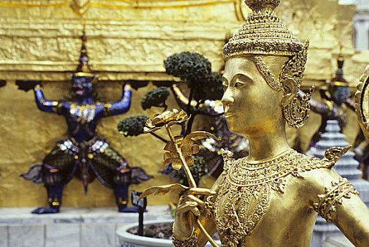 泰国,曼谷,大皇宫,镀金,青铜,宗教,雕塑,魔鬼,背景