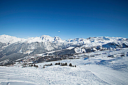 法国,阿尔卑斯山,滑雪坡,高雪维尔