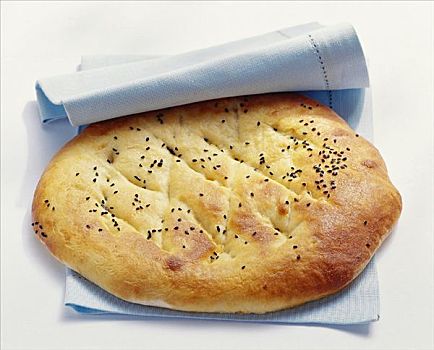 土耳其,扁平面包,蓝色,餐巾