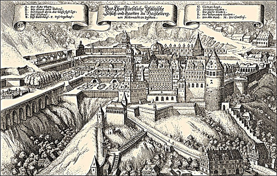 城堡,海德堡,17世纪,德国,欧洲