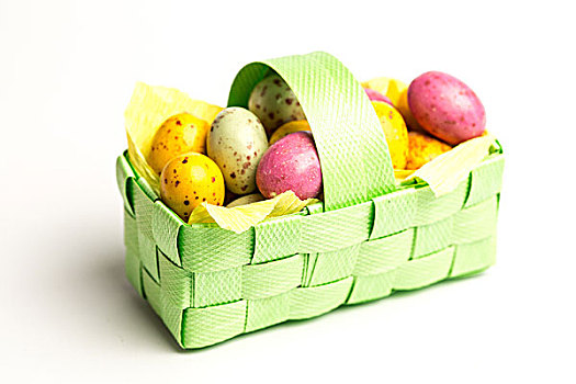 斑点,彩色,复活节彩蛋,绿色,编织物,篮子