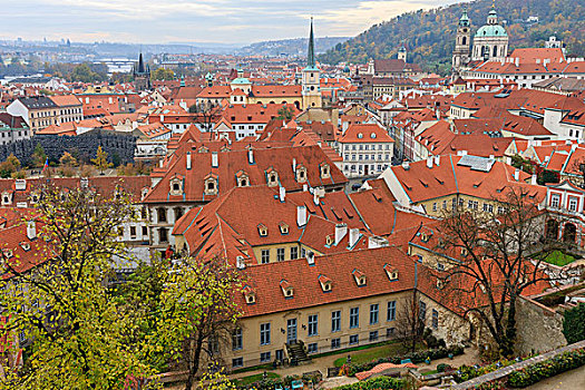 屋顶,城市,风景,布拉格城堡,布拉格,捷克共和国