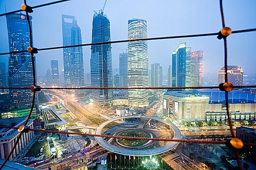 金融区,浦东,风景,东方明珠塔,上海,中国,俯视图