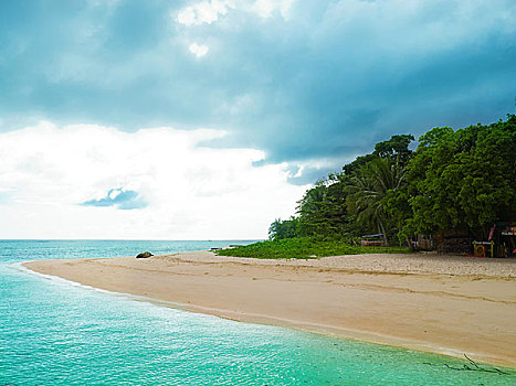 风景,热带海岛,海滩,完美,天空