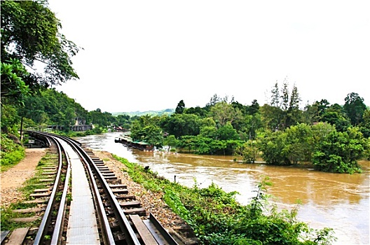 死,铁路,旁侧,悬崖,河,泰国