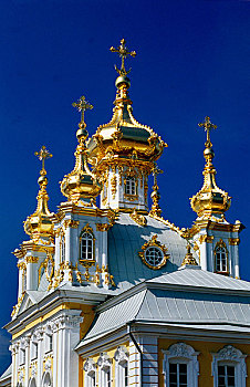 圣彼得堡城市景点,彼得宫,教堂屋顶