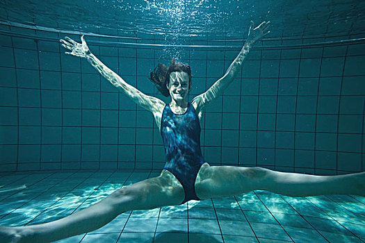 运动,游泳,摆姿势,微笑,水下
