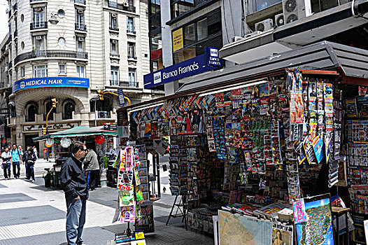 阿根廷,布宜诺斯艾利斯,街景,摊亭,销售,报纸,杂志