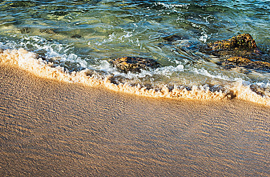 海浪,举起,沙子,海滩,夏威夷,美国