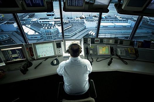 空管人员,塔,慕尼黑,机场,德国,俯视图