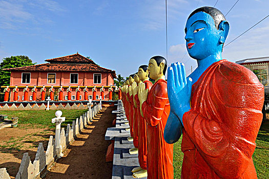 塑像,和尚,正面,寺院,靠近,锡吉里耶,中央省,斯里兰卡,亚洲