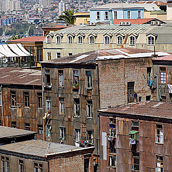 俯视图,建筑,瓦尔帕莱索,智利