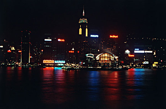 香港,夜晚,维多利亚港,大幅,尺寸