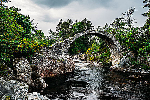 拱形,步行桥,上方,平和,河流,苏格兰