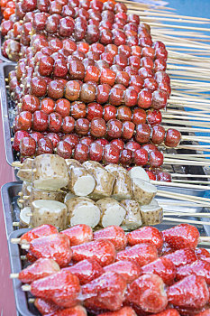 中国传统小吃冰糖葫芦特写