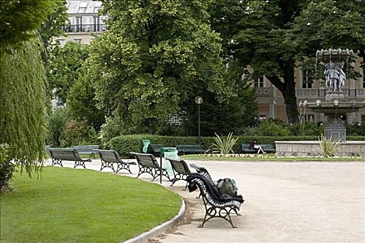 喷泉,公园,巴黎,法国