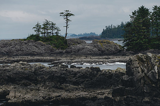 遥远,沿岸,风景,岛屿,悬崖,云