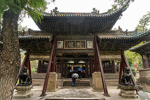 山西晋祠,对越,牌楼