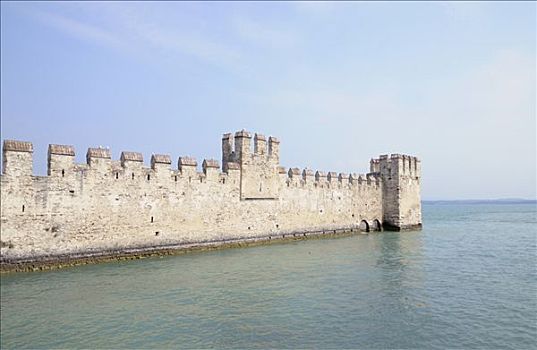 墙壁,城堡,加尔达,加尔达湖,伦巴第,意大利,欧洲