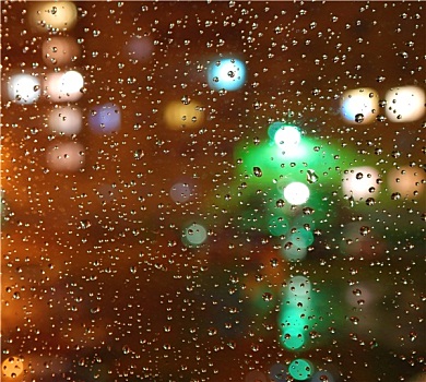 夜晚,雨,窗户