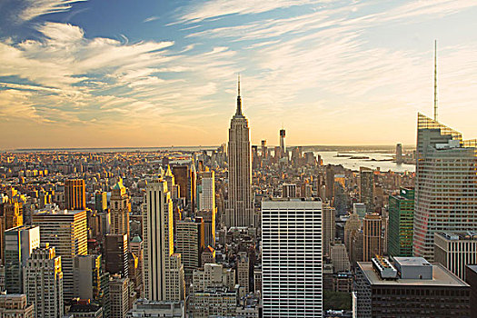 风景,曼哈顿,落日余晖