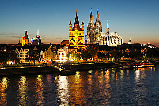 教堂,科隆大教堂,黃昏,科隆,北莱茵威斯特伐利亚,德国,欧洲