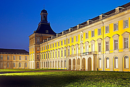 宫殿,展示,大学,建筑,黄昏,北莱茵威斯特伐利亚,德国,欧洲