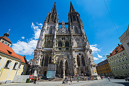 大教堂,世界遗产,景象,雷根斯堡,巴伐利亚,德国