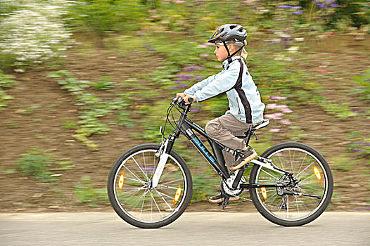 男孩,7岁,骑,自行车