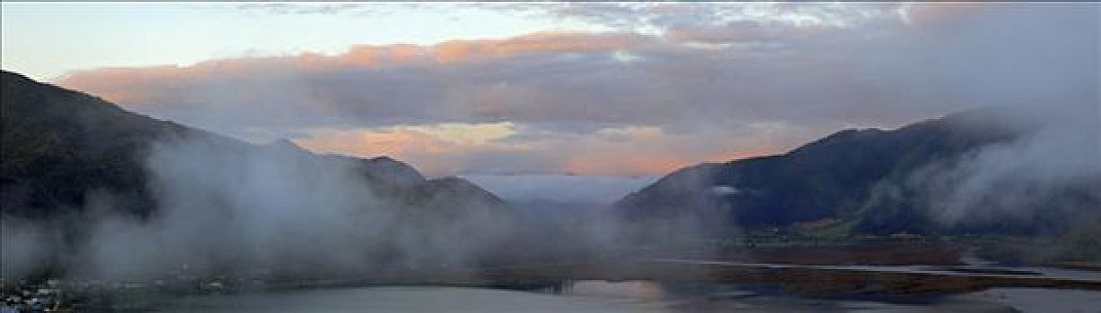 晨雾,上方,靠近,新西兰