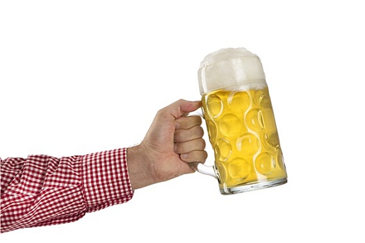 男人,传统,巴伐利亚,衬衫,大杯,啤酒