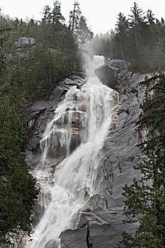 水,层叠,石头,薄雾,碧玉国家公园,艾伯塔省,加拿大