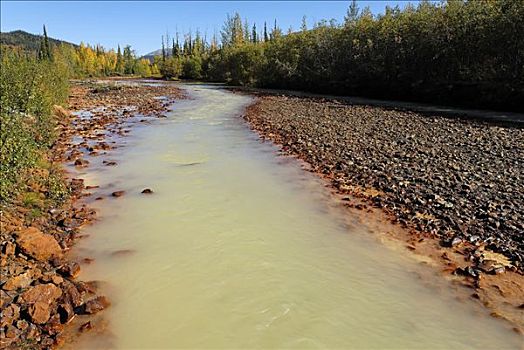 矿物质,泥,溪流,戴珀斯特公路,育空地区,加拿大
