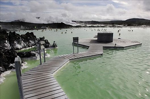 木码头,地热温泉,蓝色泻湖,冰岛,欧洲