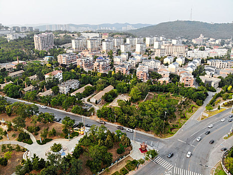 航拍辽宁大连旅顺口区城区街景