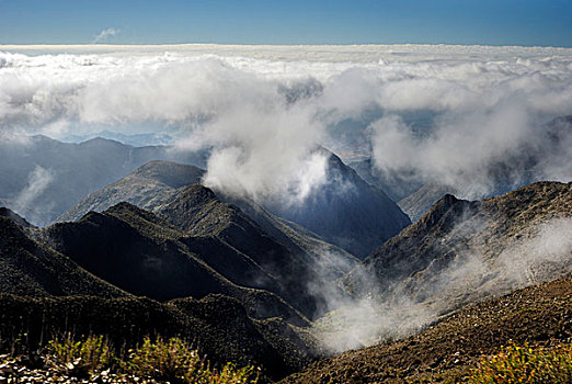 高处,云,国家公园,安第斯山脉,靠近,门多萨,阿根廷,南美