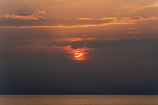 日落,海洋